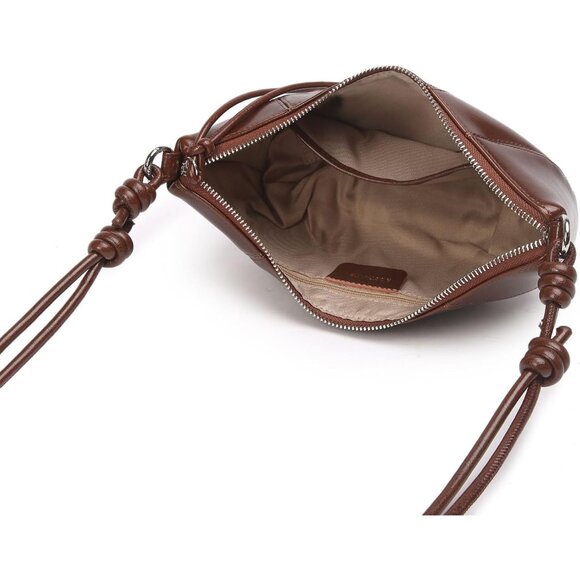 Genuine Leather Small Crescent Satchel Purse Crossbody Shoulder Bag for Women - Picture 4 of 6